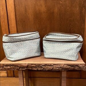 Estée Lauder Blue and White Patterned Cosmetic Bags